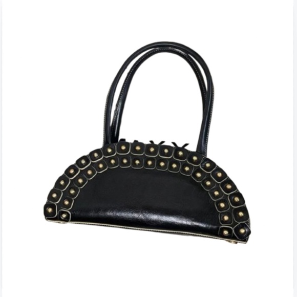 Maxx New York Handbags - Maxx New York Leather Black Gold stud brass ball Studded Shoulder Bags